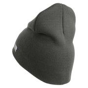 U.S. Army 2nd Ranger Battalion Symbol Embroidered 8 Inch Solid Knit Short Beanie Made in USA - Charcoal OSFM