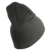 U.S. Army 2nd Ranger Battalion Symbol Embroidered 8 Inch Solid Knit Short Beanie Made in USA - Charcoal OSFM