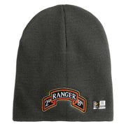 U.S. Army 2nd Ranger Battalion Symbol Embroidered 8 Inch Solid Knit Short Beanie Made in USA - Charcoal OSFM