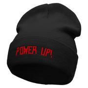 Power Up Embroidered 12 inch Acrylic Cuffed Long Beanie