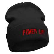 Power Up Embroidered 12 inch Acrylic Cuffed Long Beanie