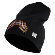 U.S. Army 2nd Ranger Battalion Symbol Embroidered 8 Inch Solid Knit Short Beanie Made in USA - Black OSFM