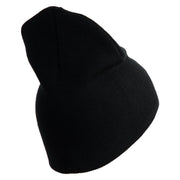 U.S. Army 2nd Ranger Battalion Symbol Embroidered 8 Inch Solid Knit Short Beanie Made in USA - Black OSFM