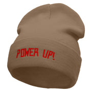 Power Up Embroidered 12 inch Acrylic Cuffed Long Beanie