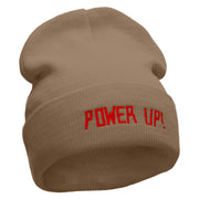 Power Up Embroidered 12 inch Acrylic Cuffed Long Beanie