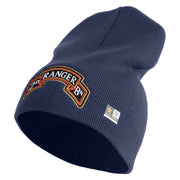 U.S. Army 2nd Ranger Battalion Symbol Embroidered 8 Inch Solid Knit Short Beanie Made in USA - Navy OSFM
