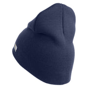 U.S. Army 2nd Ranger Battalion Symbol Embroidered 8 Inch Solid Knit Short Beanie Made in USA - Navy OSFM