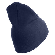 U.S. Army 2nd Ranger Battalion Symbol Embroidered 8 Inch Solid Knit Short Beanie Made in USA - Navy OSFM