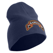 U.S. Army 2nd Ranger Battalion Symbol Embroidered 8 Inch Solid Knit Short Beanie Made in USA - Navy OSFM