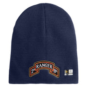 U.S. Army 2nd Ranger Battalion Symbol Embroidered 8 Inch Solid Knit Short Beanie Made in USA - Navy OSFM