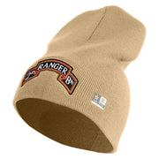 U.S. Army 2nd Ranger Battalion Symbol Embroidered 8 Inch Solid Knit Short Beanie Made in USA - Stone OSFM