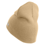 U.S. Army 2nd Ranger Battalion Symbol Embroidered 8 Inch Solid Knit Short Beanie Made in USA - Stone OSFM