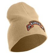 U.S. Army 2nd Ranger Battalion Symbol Embroidered 8 Inch Solid Knit Short Beanie Made in USA - Stone OSFM
