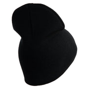 U.S. Army 3rd Ranger Battalion Symbol Embroidered 8 Inch Solid Knit Short Beanie Made in USA - Black OSFM