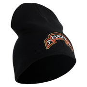 U.S. Army 3rd Ranger Battalion Symbol Embroidered 8 Inch Solid Knit Short Beanie Made in USA - Black OSFM