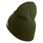 U.S. Army 3rd Ranger Battalion Symbol Embroidered 8 Inch Solid Knit Short Beanie Made in USA - Olive OSFM