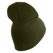 U.S. Army 3rd Ranger Battalion Symbol Embroidered 8 Inch Solid Knit Short Beanie Made in USA - Olive OSFM