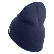 U.S. Army 3rd Ranger Battalion Symbol Embroidered 8 Inch Solid Knit Short Beanie Made in USA - Navy OSFM