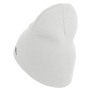 U.S. Army 3rd Ranger Battalion Symbol Embroidered 8 Inch Solid Knit Short Beanie Made in USA - White OSFM