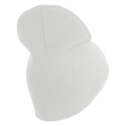 U.S. Army 3rd Ranger Battalion Symbol Embroidered 8 Inch Solid Knit Short Beanie Made in USA - White OSFM