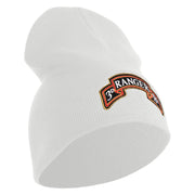 U.S. Army 3rd Ranger Battalion Symbol Embroidered 8 Inch Solid Knit Short Beanie Made in USA - White OSFM