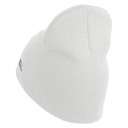 U.S. Army Paratrooper and Ranger Badge Symbol Embroidered 8 Inch Solid Knit Short Beanie Made in USA - White OSFM