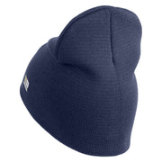 U.S. Army Paratrooper and Ranger Badge Symbol Embroidered 8 Inch Solid Knit Short Beanie Made in USA - Navy OSFM