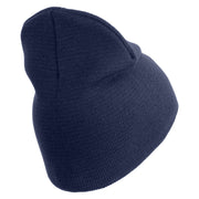 U.S. Army Paratrooper and Ranger Badge Symbol Embroidered 8 Inch Solid Knit Short Beanie Made in USA - Navy OSFM