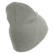 U.S. Army Paratrooper and Ranger Badge Symbol Embroidered 8 Inch Solid Knit Short Beanie Made in USA - Dk-Ash OSFM