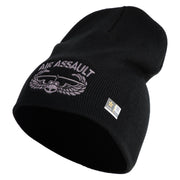 U.S. Army Air Assualt Badge Symbol Embroidered 8 Inch Solid Knit Short Beanie Made in USA - Black OSFM