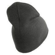 U.S. Army Air Assualt Badge Symbol Embroidered 8 Inch Solid Knit Short Beanie Made in USA - Charcoal OSFM