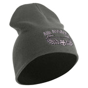 U.S. Army Air Assualt Badge Symbol Embroidered 8 Inch Solid Knit Short Beanie Made in USA - Charcoal OSFM