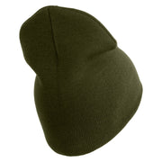 U.S. Army Air Assualt Badge Symbol Embroidered 8 Inch Solid Knit Short Beanie Made in USA - Olive OSFM