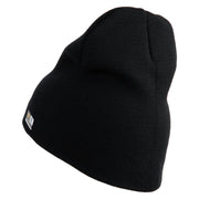 Star US Army Veteran Retired Symbol Embroidered 8 Inch Solid Knit Short Beanie Made in USA - Black OSFM