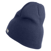 Star US Army Veteran Retired Symbol Embroidered 8 Inch Solid Knit Short Beanie Made in USA - Navy OSFM