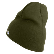 Star US Army Veteran Retired Symbol Embroidered 8 Inch Solid Knit Short Beanie Made in USA - Olive OSFM