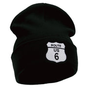 Route US 6 Embroidered 12 Inch Long Knitted Beanie