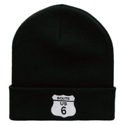 Route US 6 Embroidered 12 Inch Long Knitted Beanie