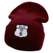 Route US 6 Embroidered 12 Inch Long Knitted Beanie