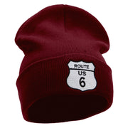 Route US 6 Embroidered 12 Inch Long Knitted Beanie