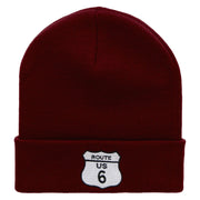 Route US 6 Embroidered 12 Inch Long Knitted Beanie