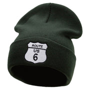 Route US 6 Embroidered 12 Inch Long Knitted Beanie