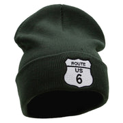 Route US 6 Embroidered 12 Inch Long Knitted Beanie