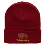 Yellowstone Big Buffalo Embroidered 12 Inch Long Knitted Beanie