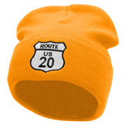 Route US 20 Embroidered 12 Inch Long Knitted Beanie