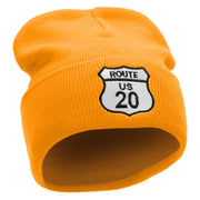 Route US 20 Embroidered 12 Inch Long Knitted Beanie