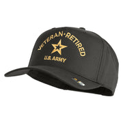 Star US Army Veteran Retired Embroidered Solid Cotton Twill 5 Panel Prostyle Snap Cap - Charcoal OSFM