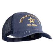 Star US Army Veteran Retired Embroidered Low Profile Special Cotton Mesh Cap - Navy OSFM