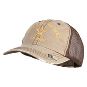 Star US Army Veteran Retired Embroidered Low Profile Special Cotton Mesh Cap - Khaki-Brown OSFM