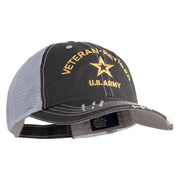 Star US Army Veteran Retired Embroidered Low Profile Special Cotton Mesh Cap - Black OSFM